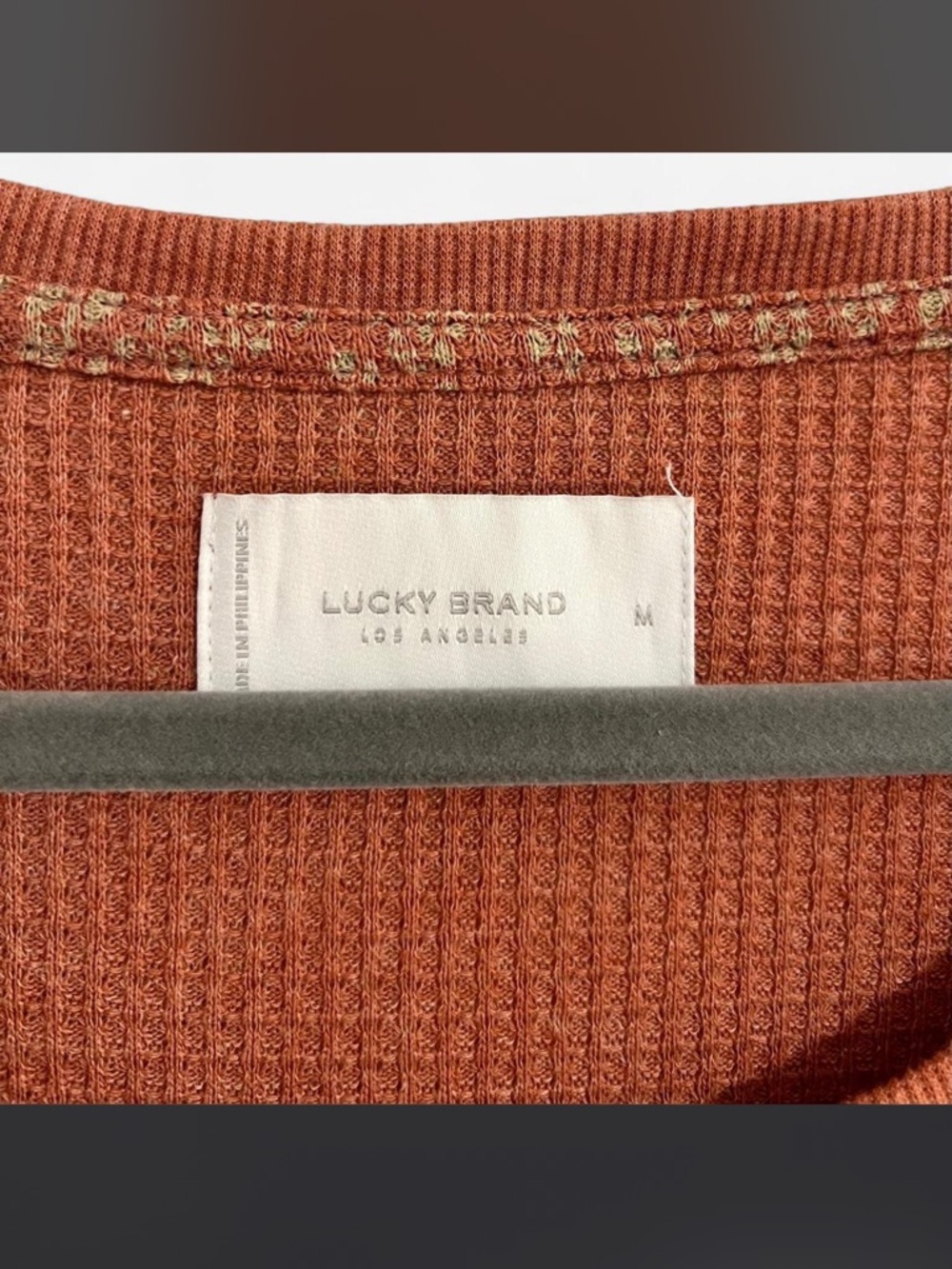Lucky Brand Boho Babydoll Waffle Texture Henley Top - Picture 7 of 13